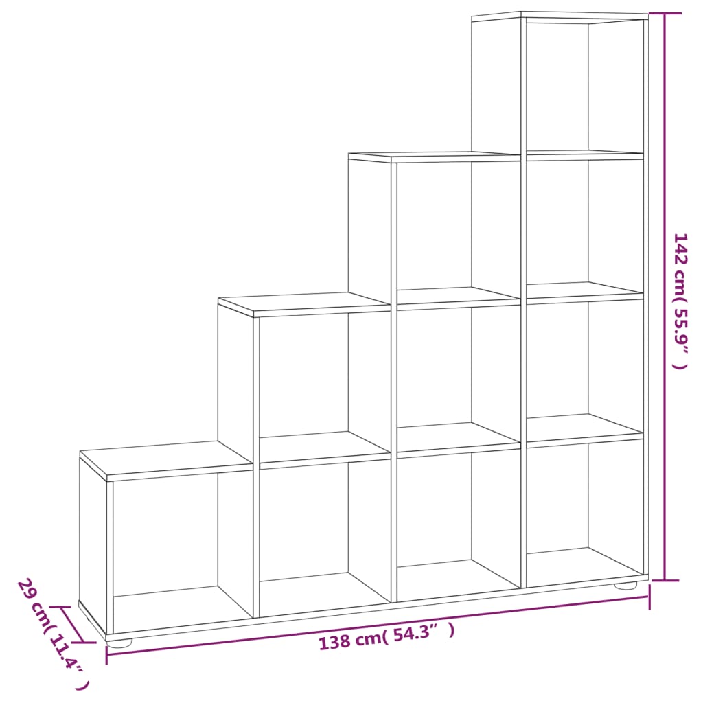 Staircase shelf concrete grey 142 cm wood material