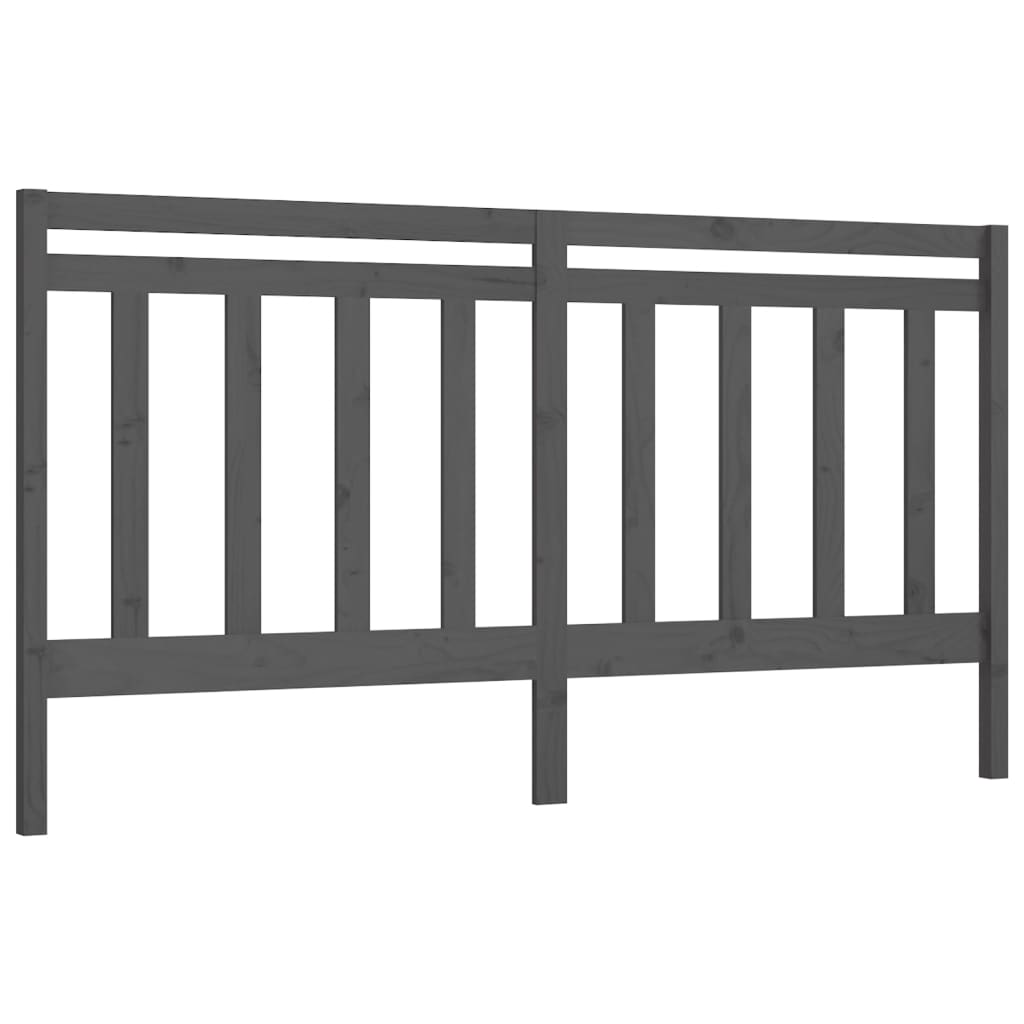 Bed Headboard Grey 206x4x100 cm Solid Pine