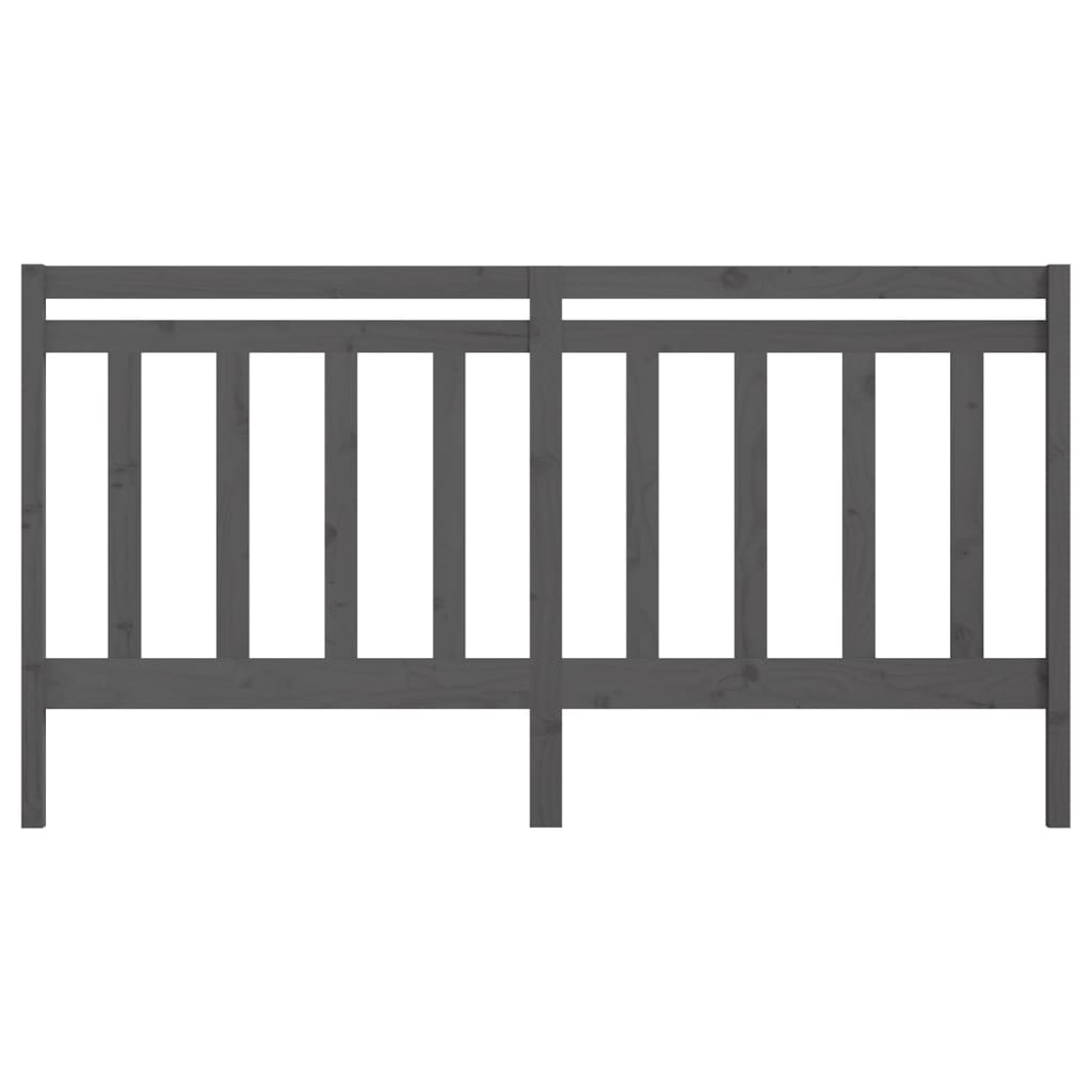 Bed Headboard Grey 206x4x100 cm Solid Pine