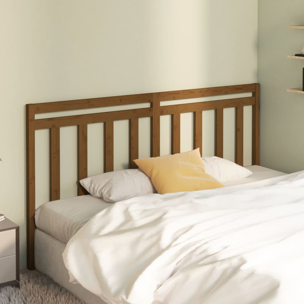 Bed headboard honey brown 206x4x100 cm solid pine wood
