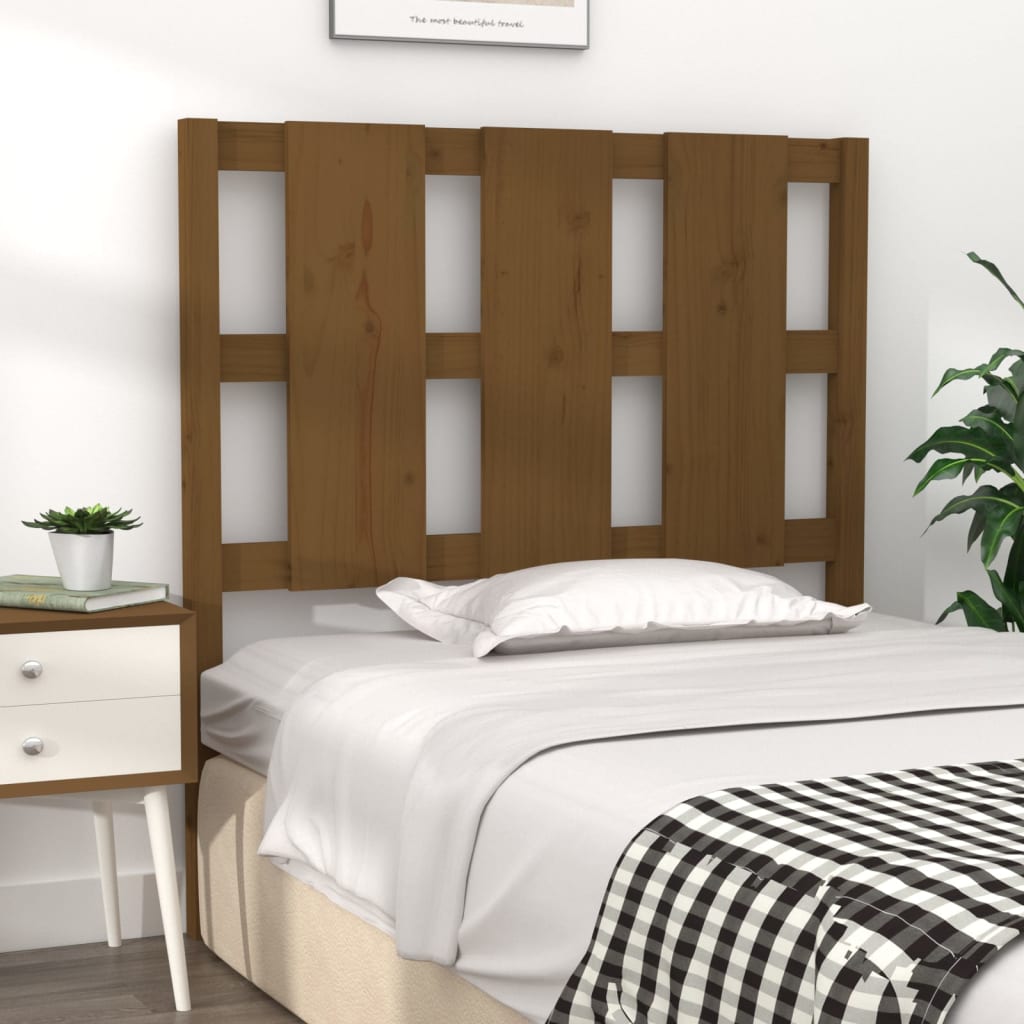 Bed headboard honey brown 105.5x4x100 cm solid pine wood