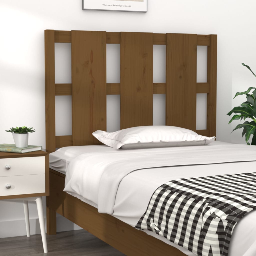 Bed headboard honey brown 105.5x4x100 cm solid pine wood