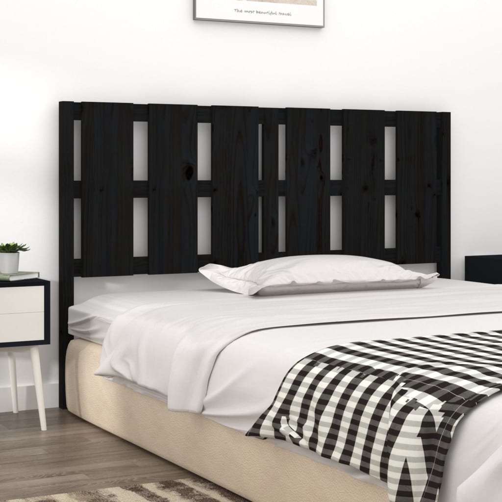 Bed Headboard Black 155.5x4x100 cm Solid Pine