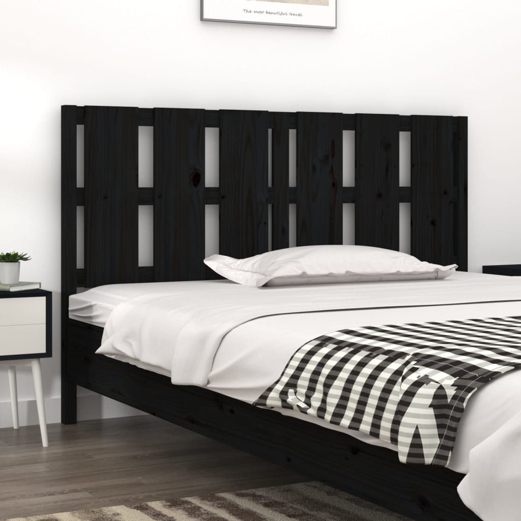 Bed Headboard Black 155.5x4x100 cm Solid Pine