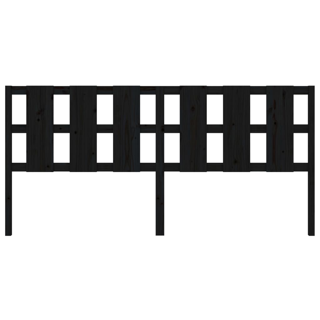 Bed Headboard Black 205.5x4x100 cm Solid Pine