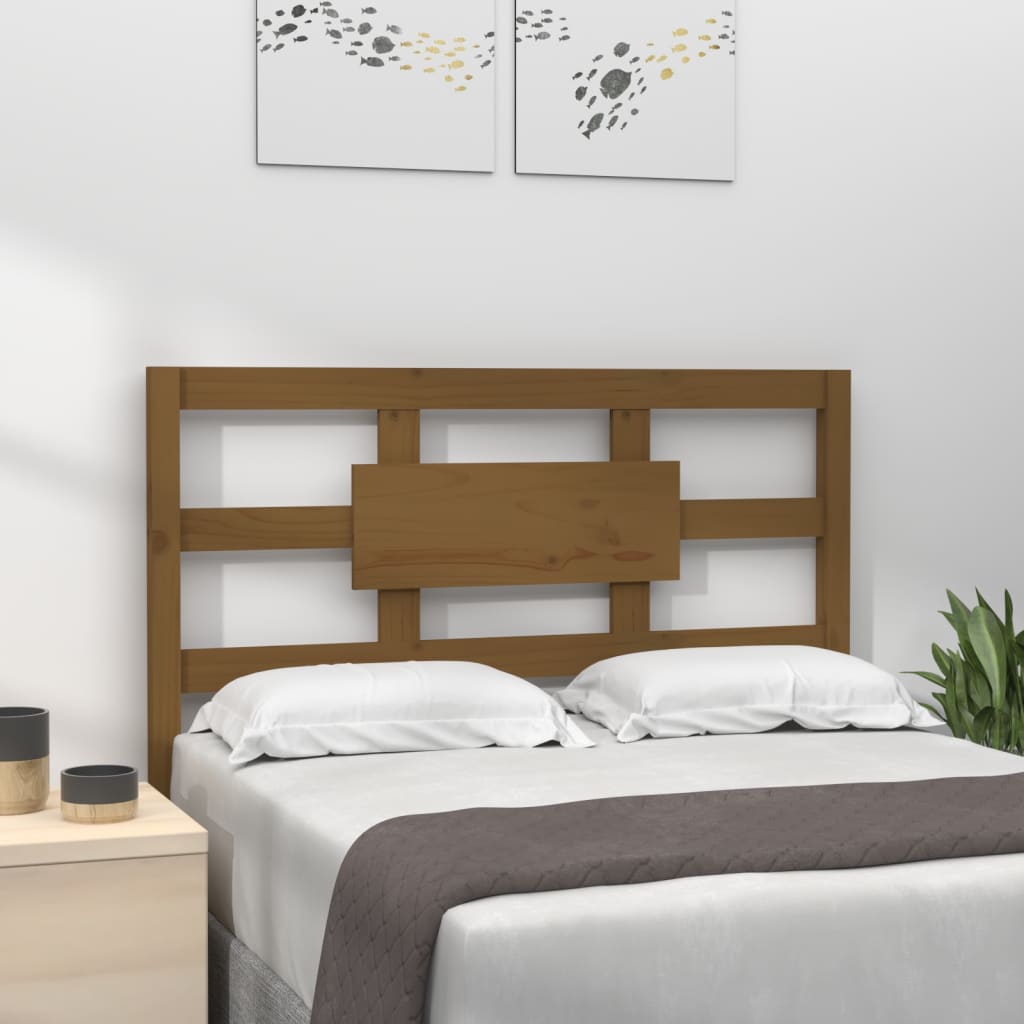 Bed headboard honey brown 105.5x4x100 cm solid pine wood