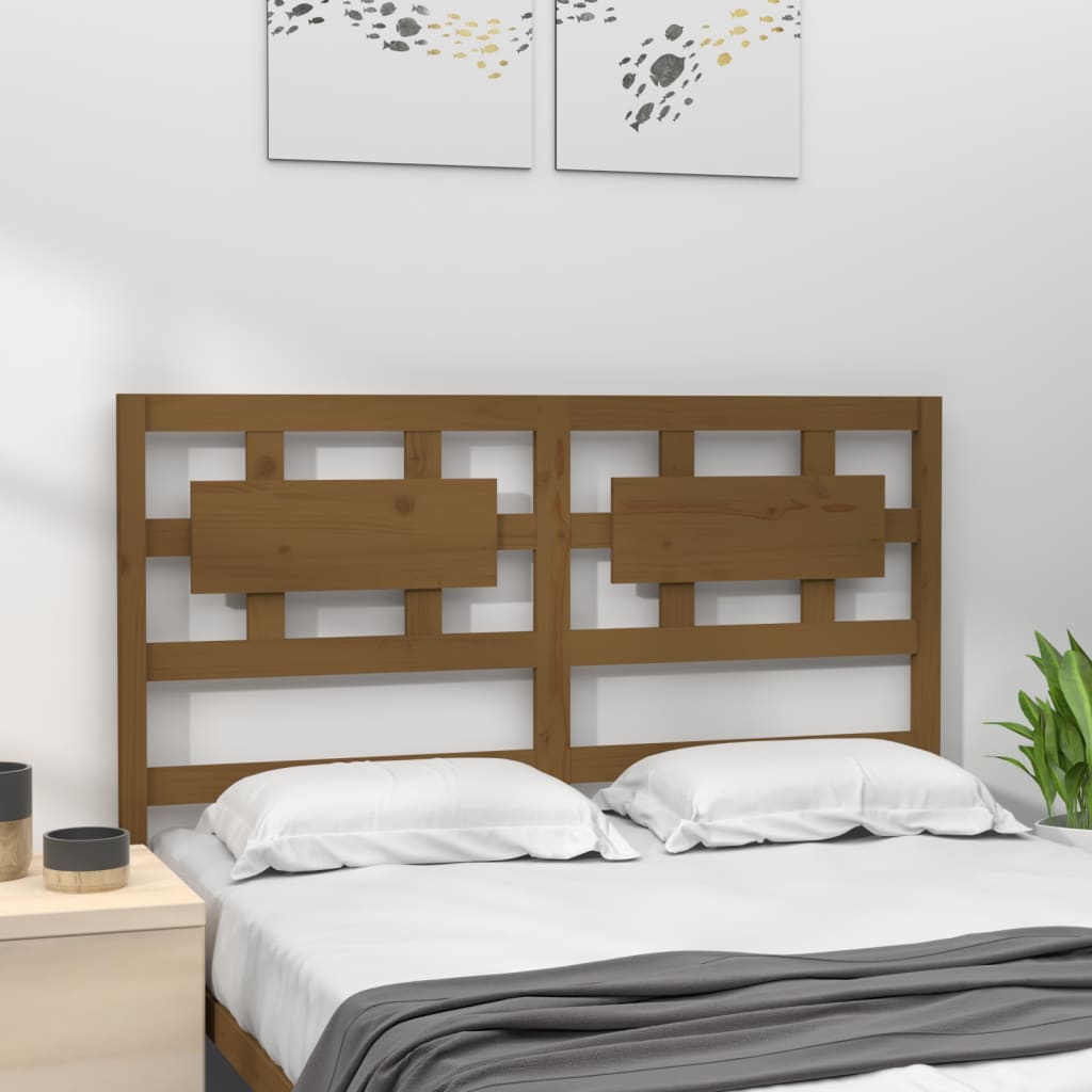 Bed headboard honey brown 205.5x4x100 cm solid pine wood