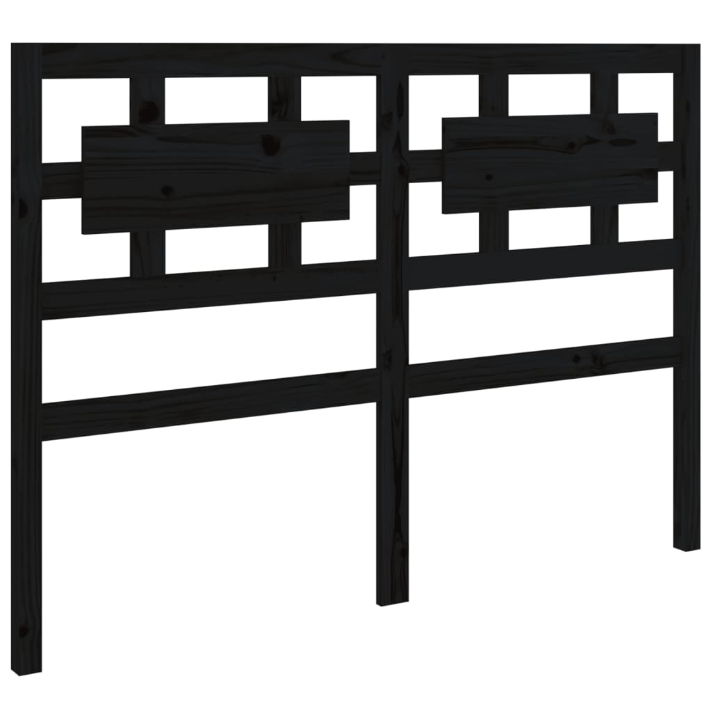 Bed Headboard Black 205.5x4x100 cm Solid Pine