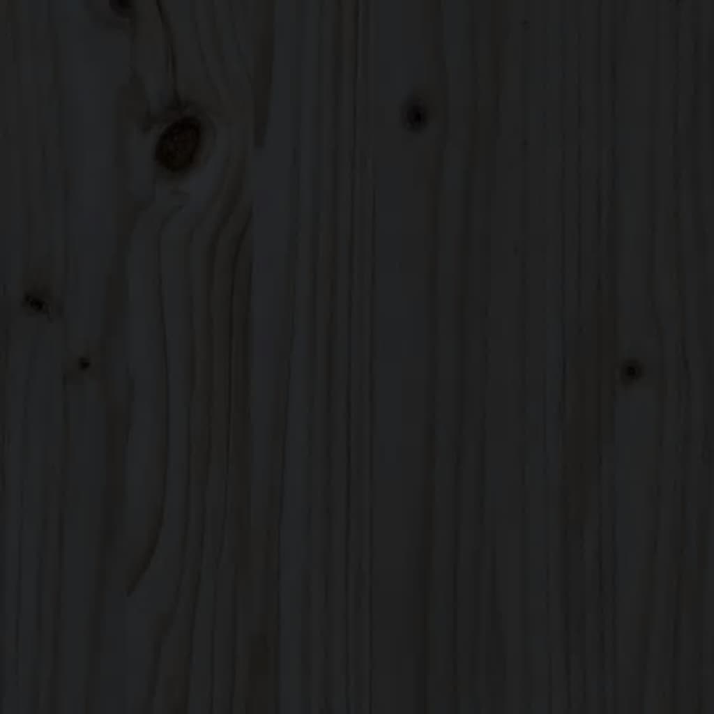 Bed Headboard Black 205.5x4x100 cm Solid Pine