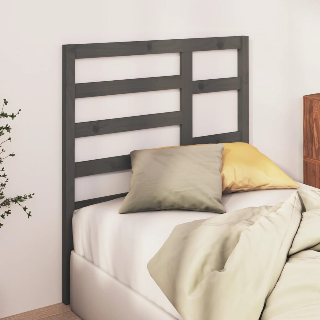 Bed Headboard Grey 81x4x104 cm Solid Pine