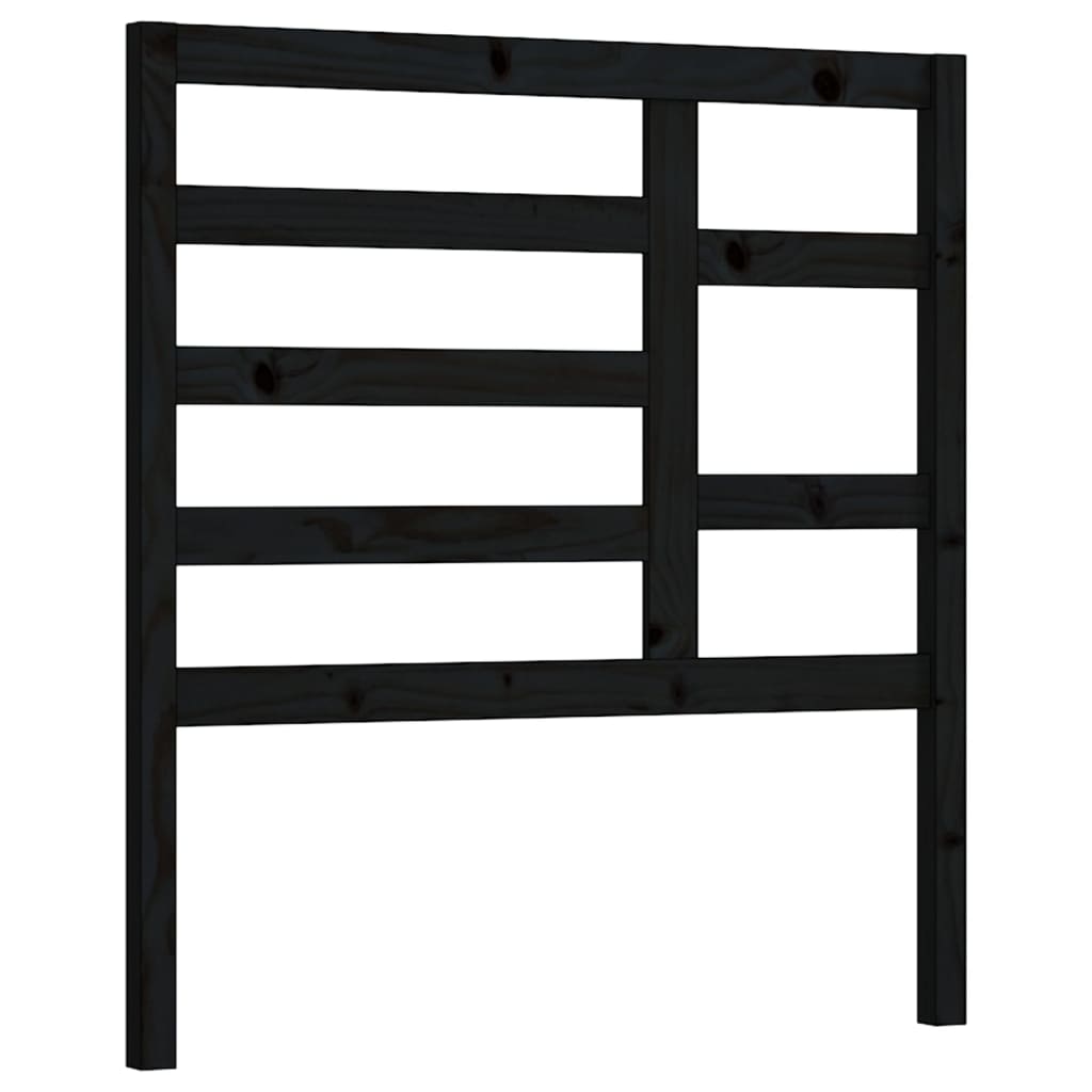 Bed Headboard Black 81x4x104 cm Solid Pine