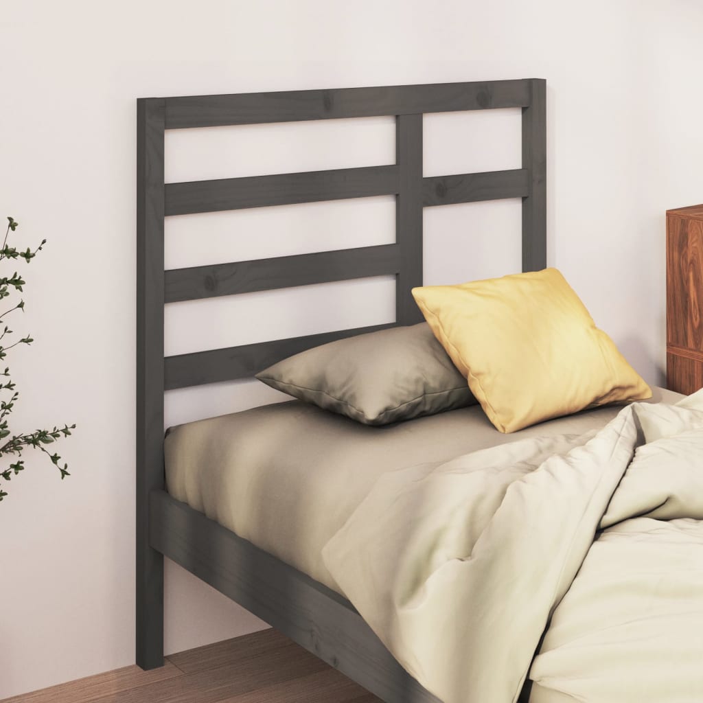 Bed Headboard Grey 96x4x104 cm Solid Pine