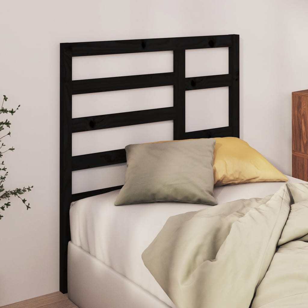 Bed Headboard Black 96x4x104 cm Solid Pine