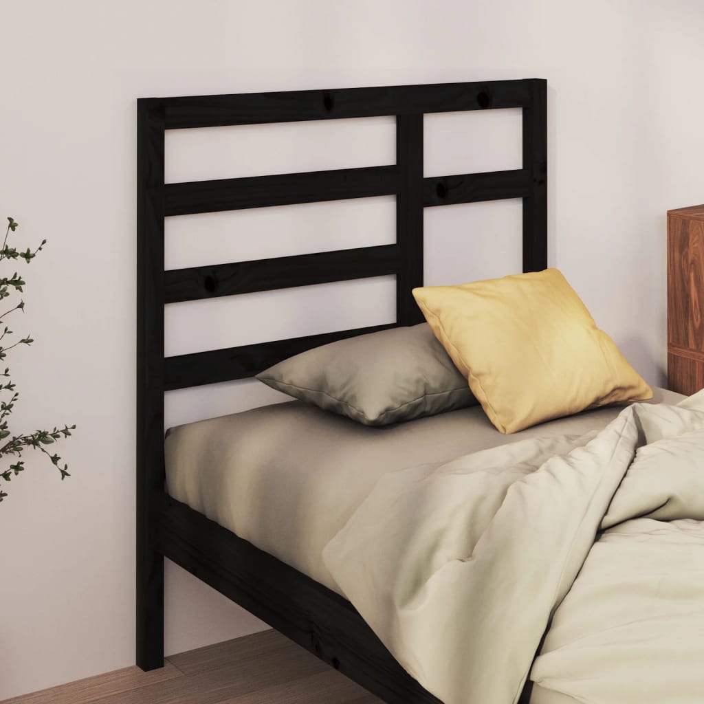 Bed Headboard Black 96x4x104 cm Solid Pine