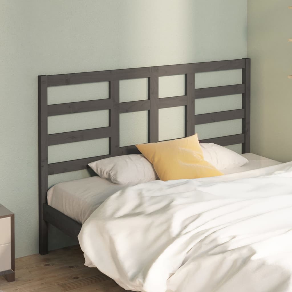 Bed Headboard Grey 146x4x104 cm Solid Pine