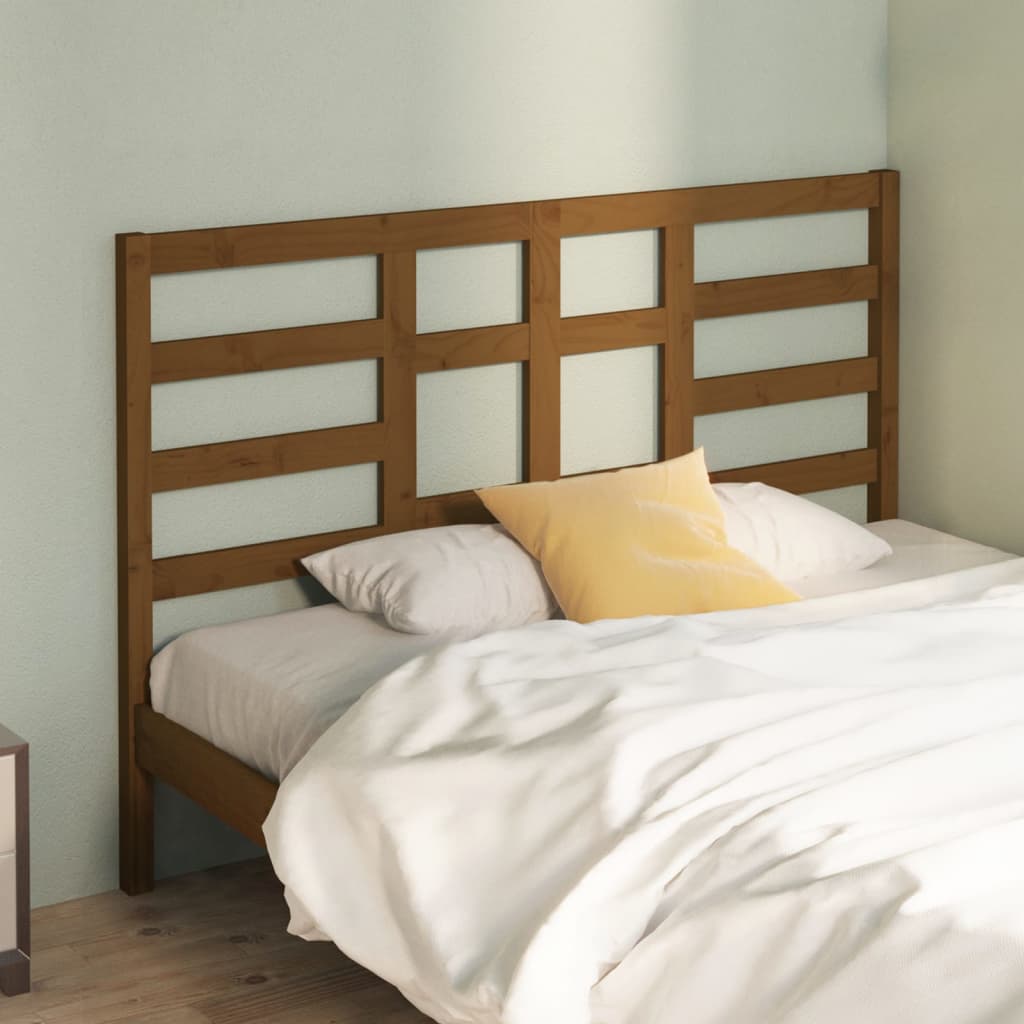 Bed headboard honey brown 146x4x104 cm solid pine wood