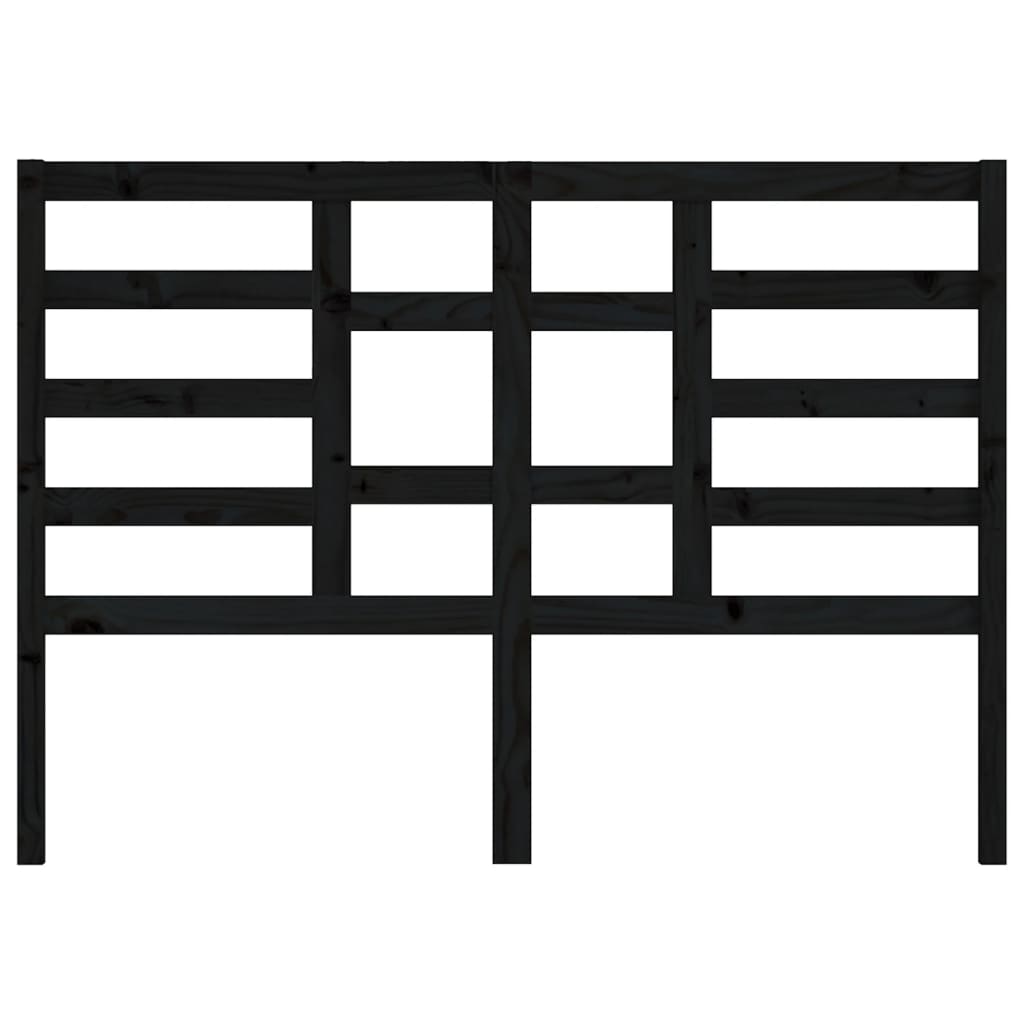 Bed Headboard Black 146x4x104 cm Solid Pine