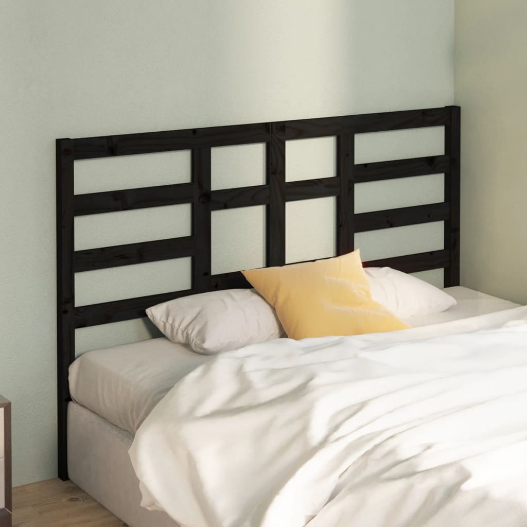 Bed Headboard Black 166x4x104 cm Solid Pine
