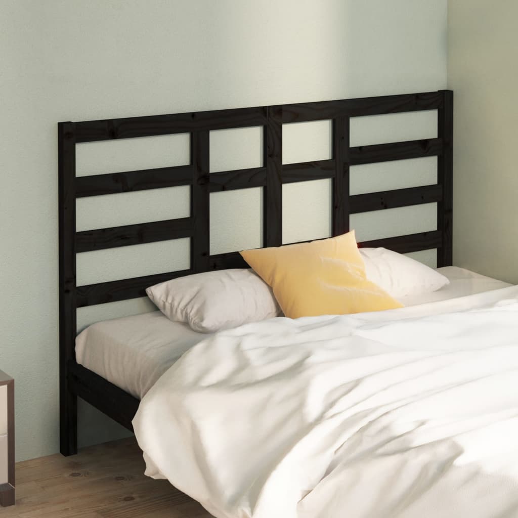 Bed Headboard Black 166x4x104 cm Solid Pine