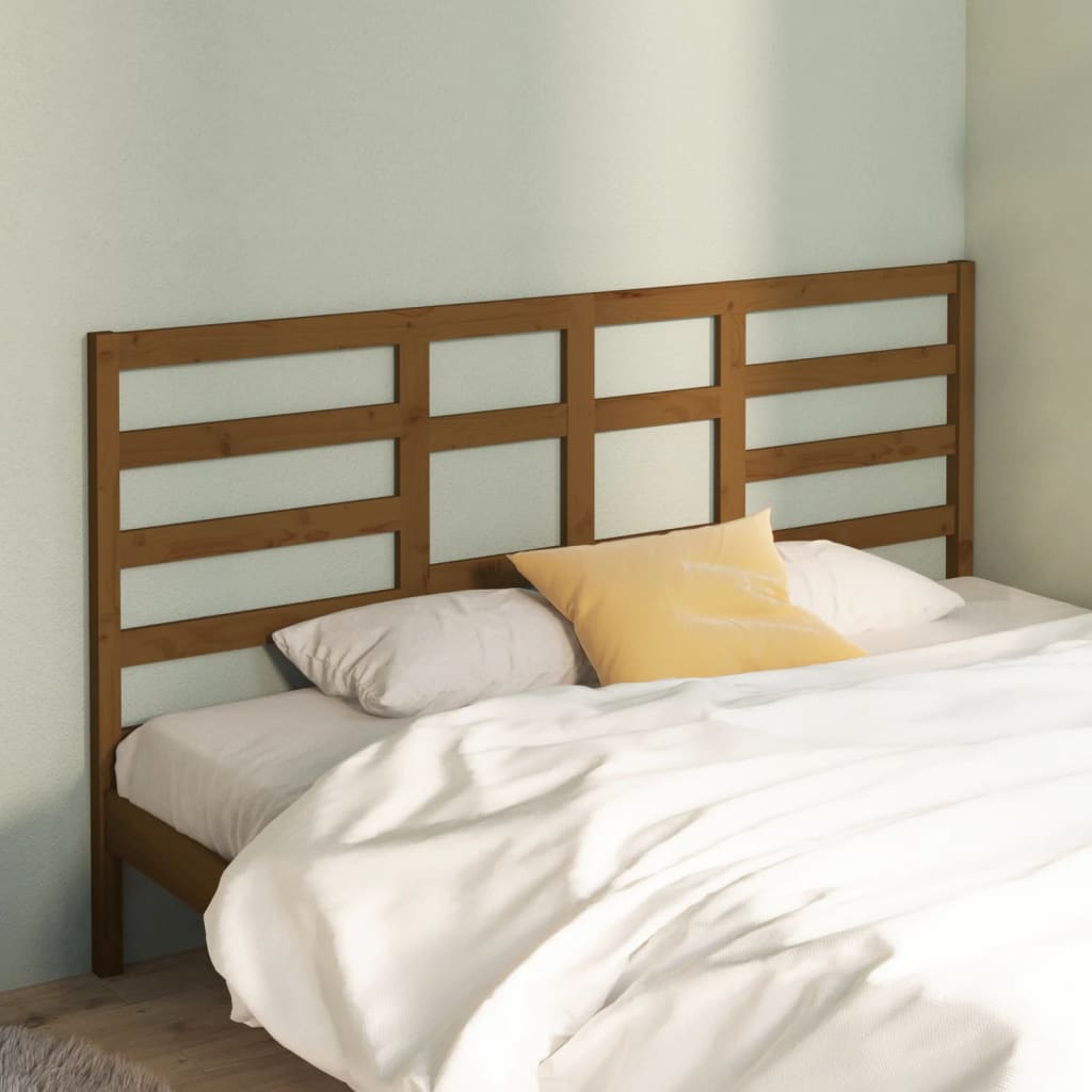 Bed headboard honey brown 186x4x104 cm solid pine wood