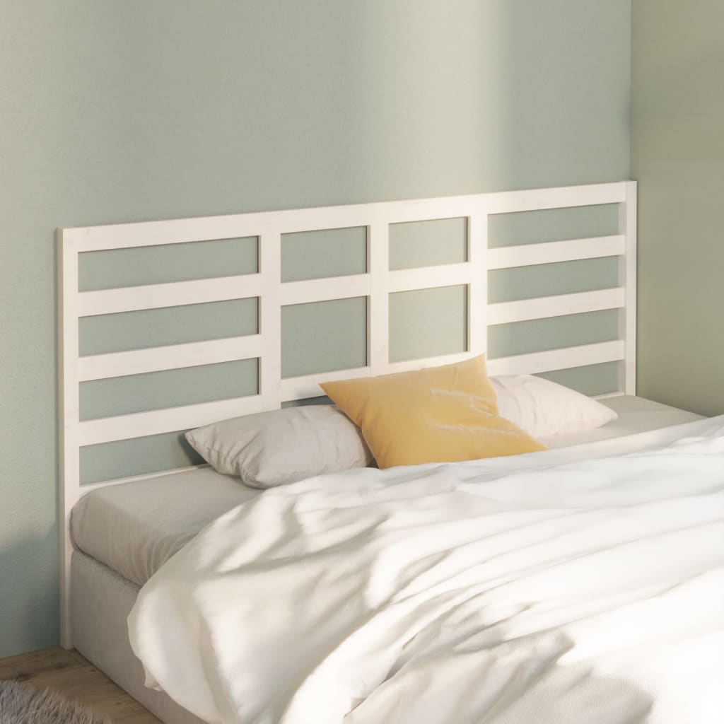 Bed Headboard White 206x4x104 cm Solid Pine