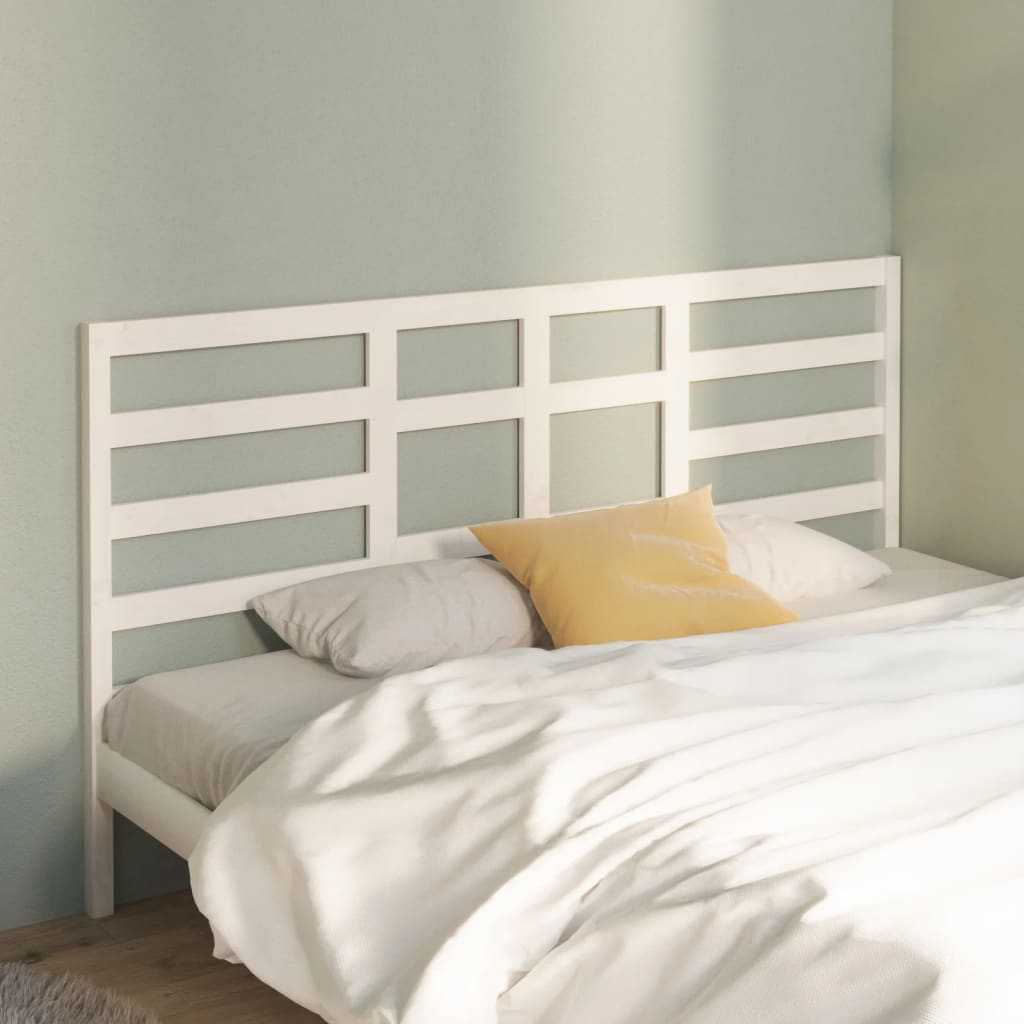 Bed Headboard White 206x4x104 cm Solid Pine