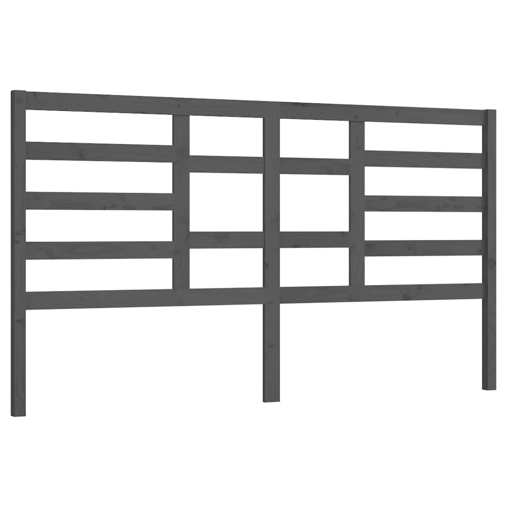 Bed Headboard Grey 206x4x104 cm Solid Pine