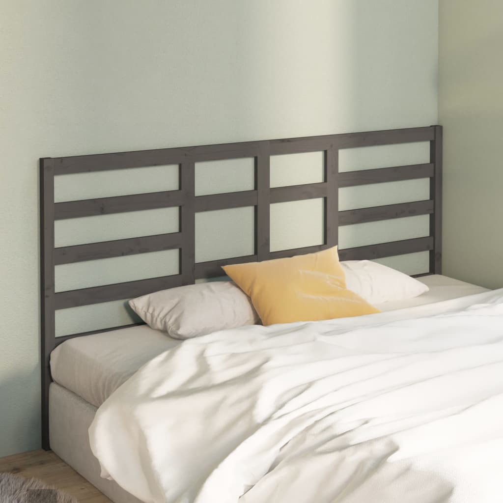Bed Headboard Grey 206x4x104 cm Solid Pine