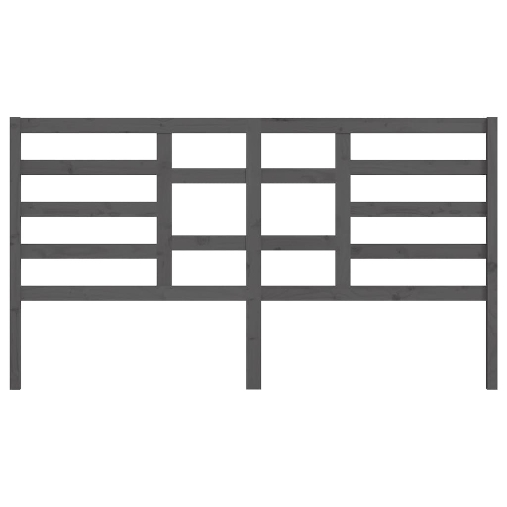 Bed Headboard Grey 206x4x104 cm Solid Pine