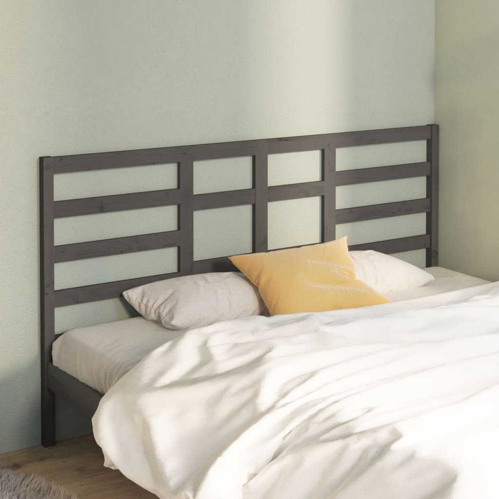 Bed Headboard Grey 206x4x104 cm Solid Pine