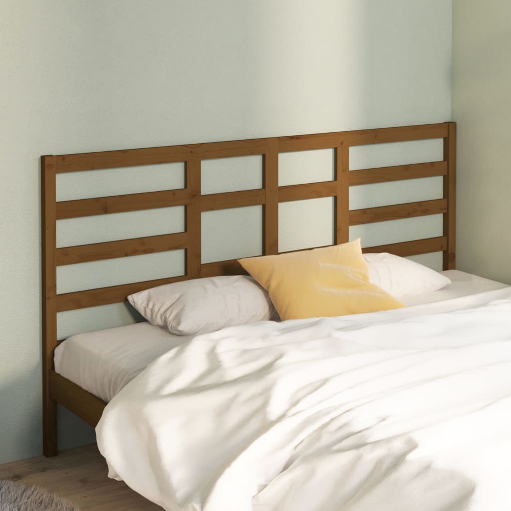 Bed headboard honey brown 206x4x104 cm solid pine wood