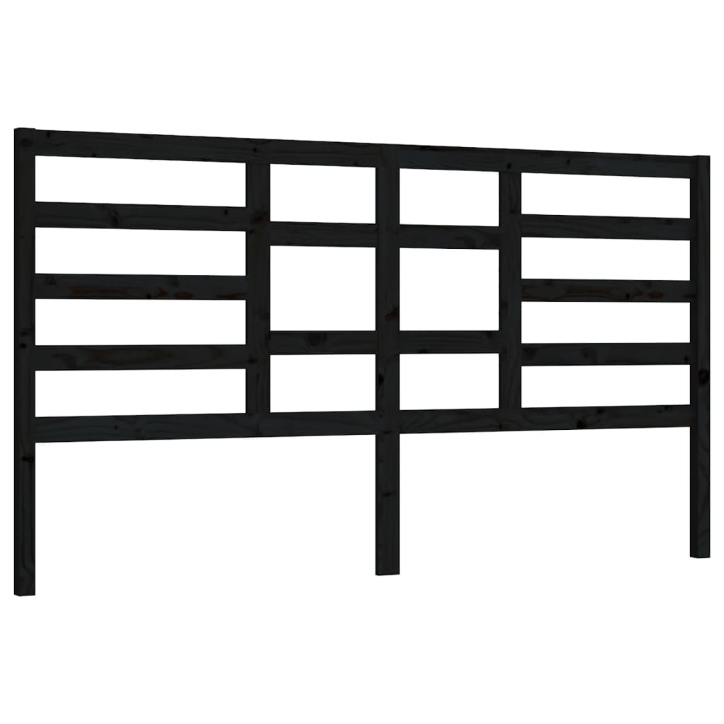 Bed Headboard Black 206x4x104 cm Solid Pine