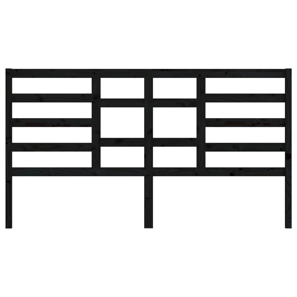 Bed Headboard Black 206x4x104 cm Solid Pine