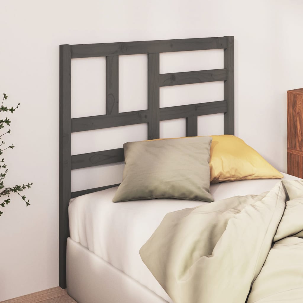 Bed Headboard Grey 81x4x104 cm Solid Pine