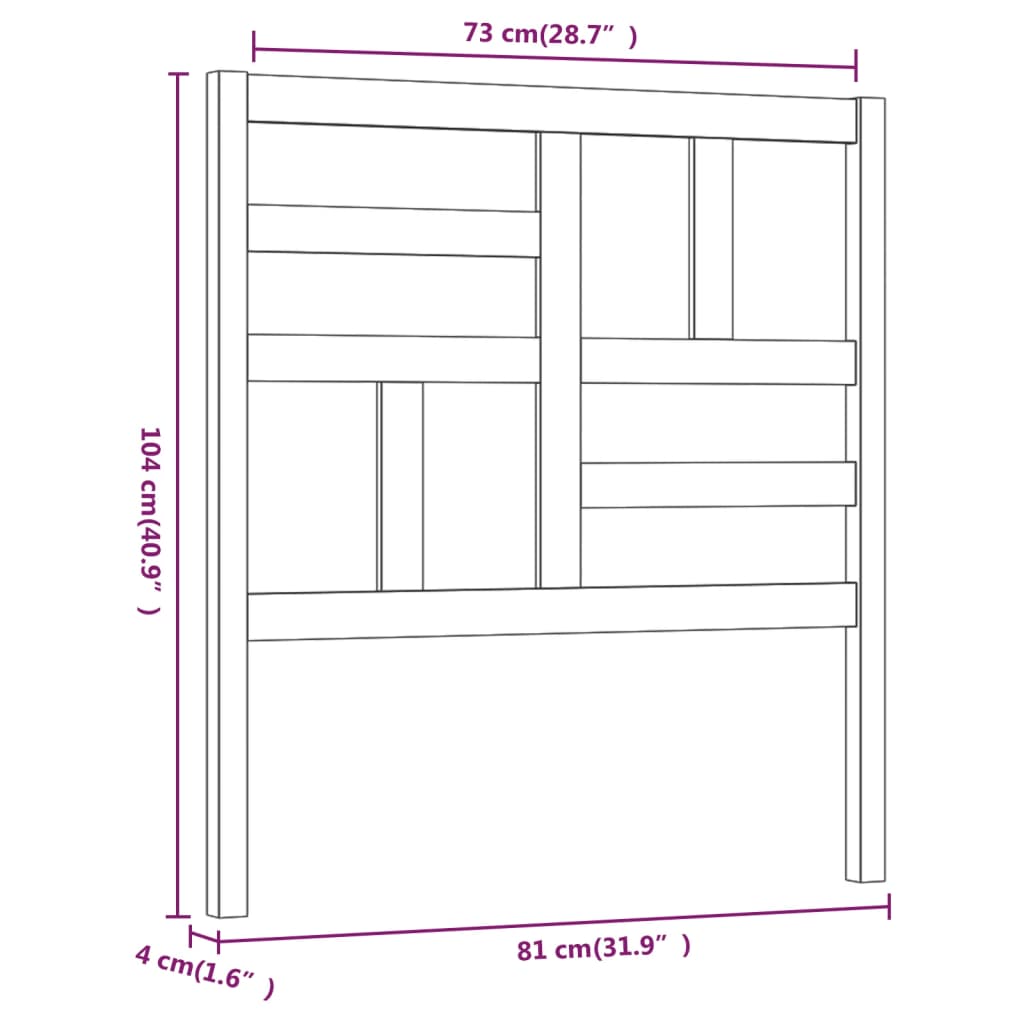 Bed Headboard Grey 81x4x104 cm Solid Pine
