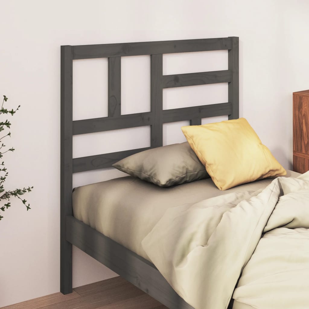 Bed Headboard Grey 81x4x104 cm Solid Pine