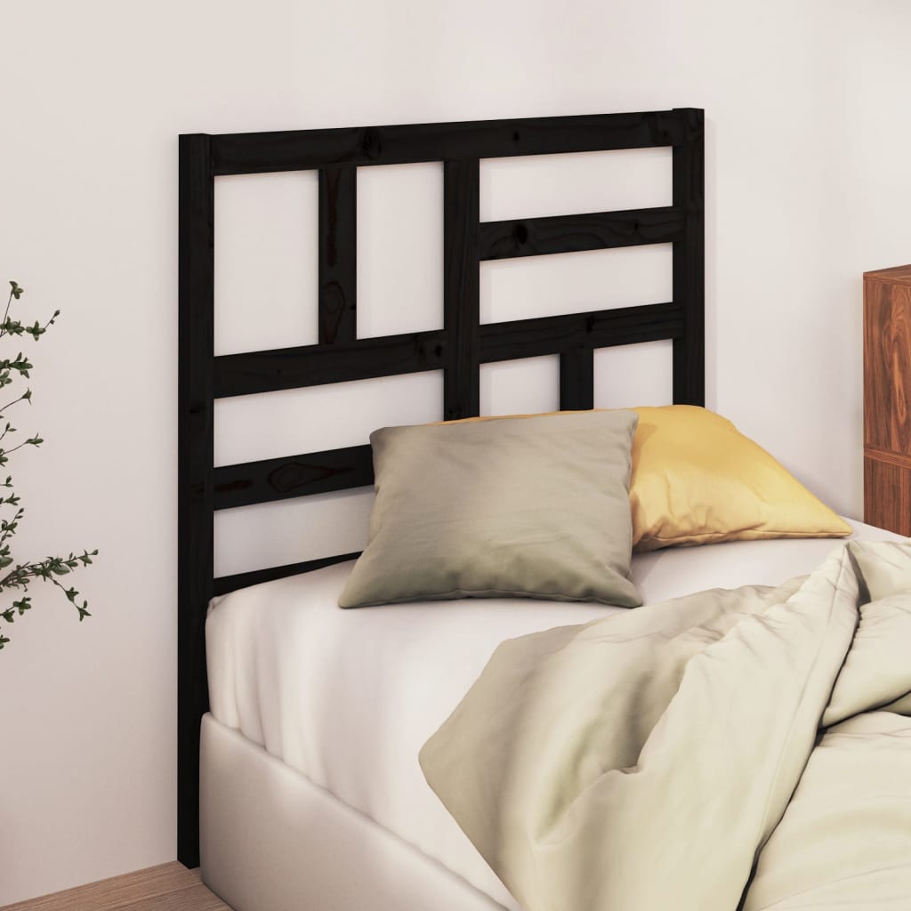 Bed Headboard Black 96x4x104 cm Solid Pine
