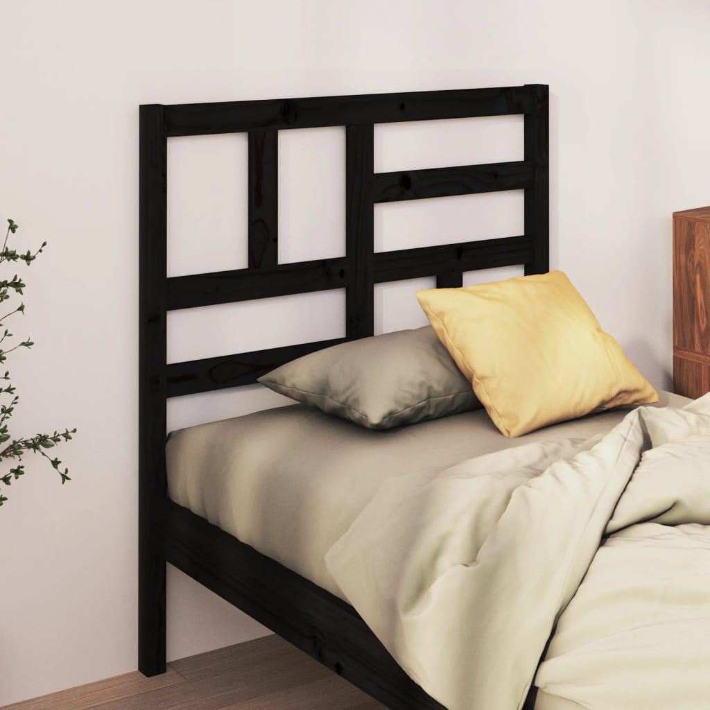 Bed Headboard Black 96x4x104 cm Solid Pine