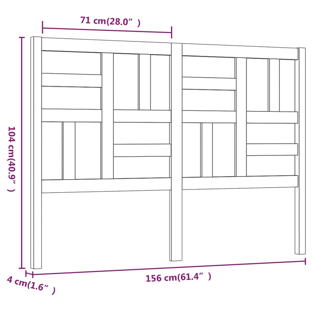Bed Headboard White 156x4x104 cm Solid Pine