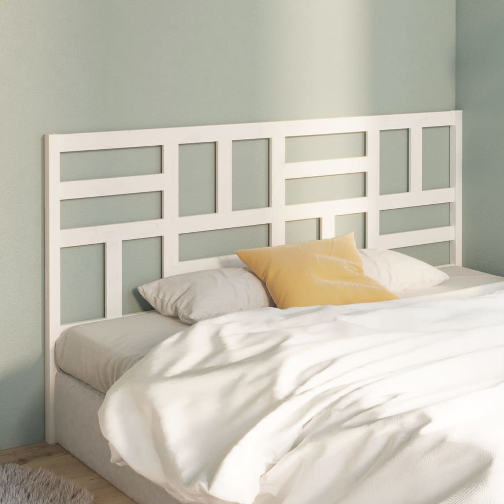 Bed Headboard White 206x4x104 cm Solid Pine