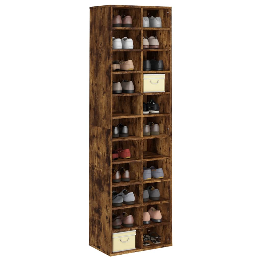 Shoe rack smoked oak 54x34x183 cm wood material