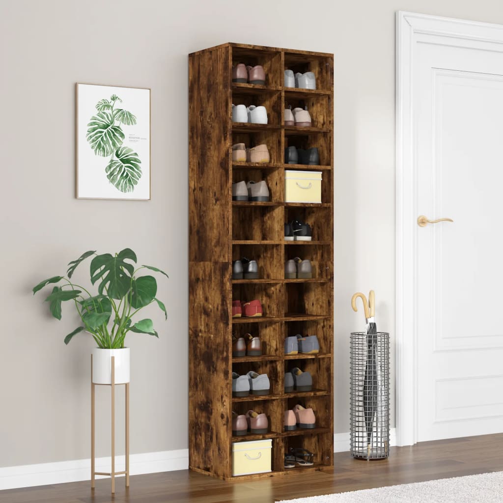 Shoe rack smoked oak 54x34x183 cm wood material