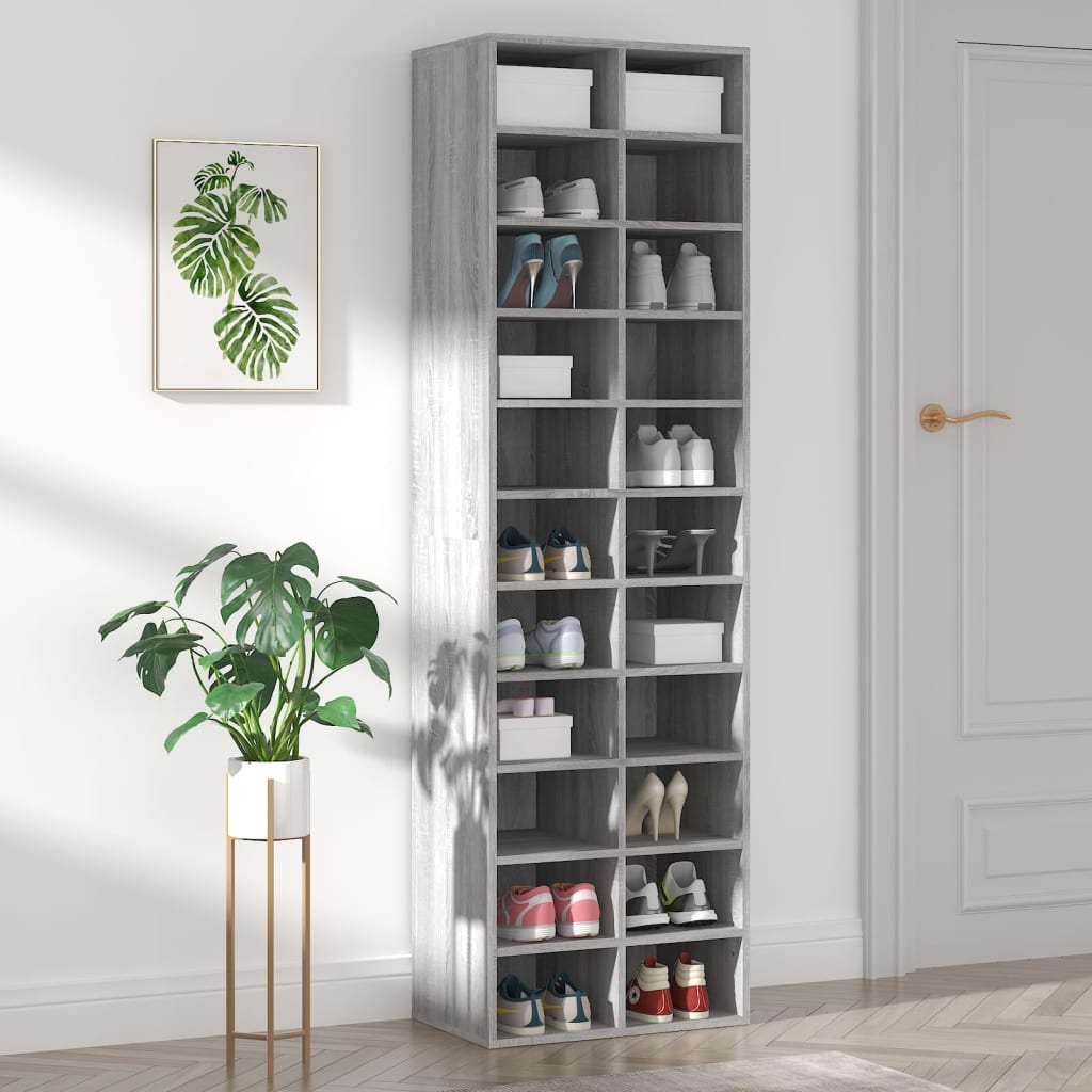 Étagère à chaussures grise Sonoma 54x34x183 cm en bois