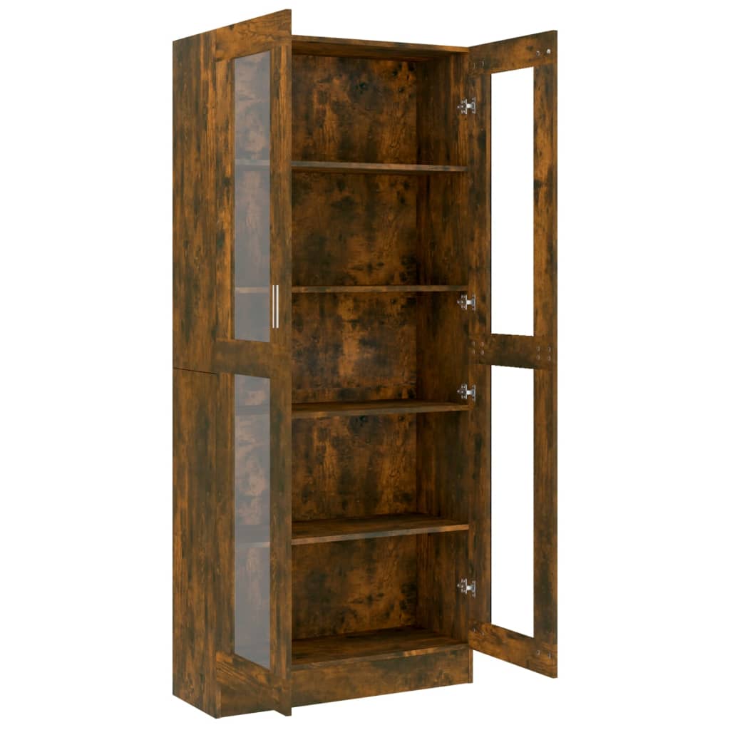 Vitrinenschrank Räuchereiche 82,5x30,5x185 cm Holzwerkstoff