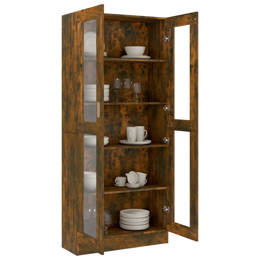 Vitrinenschrank Räuchereiche 82,5x30,5x185 cm Holzwerkstoff