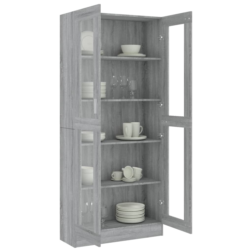 Vitrinenschrank Grau Sonoma 82,5x30,5x185 cm Holzwerkstoff