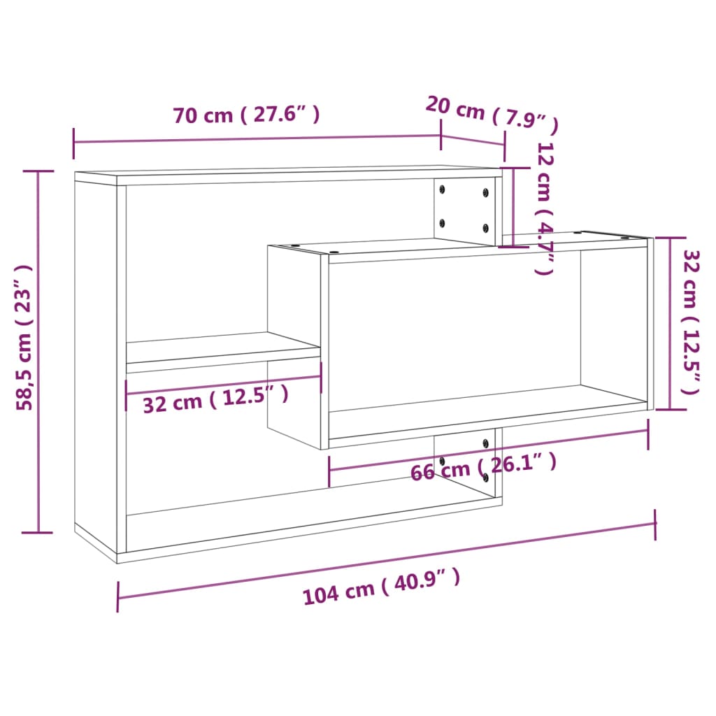 Wall shelf gray Sonoma 104x20x58.5 cm wood material