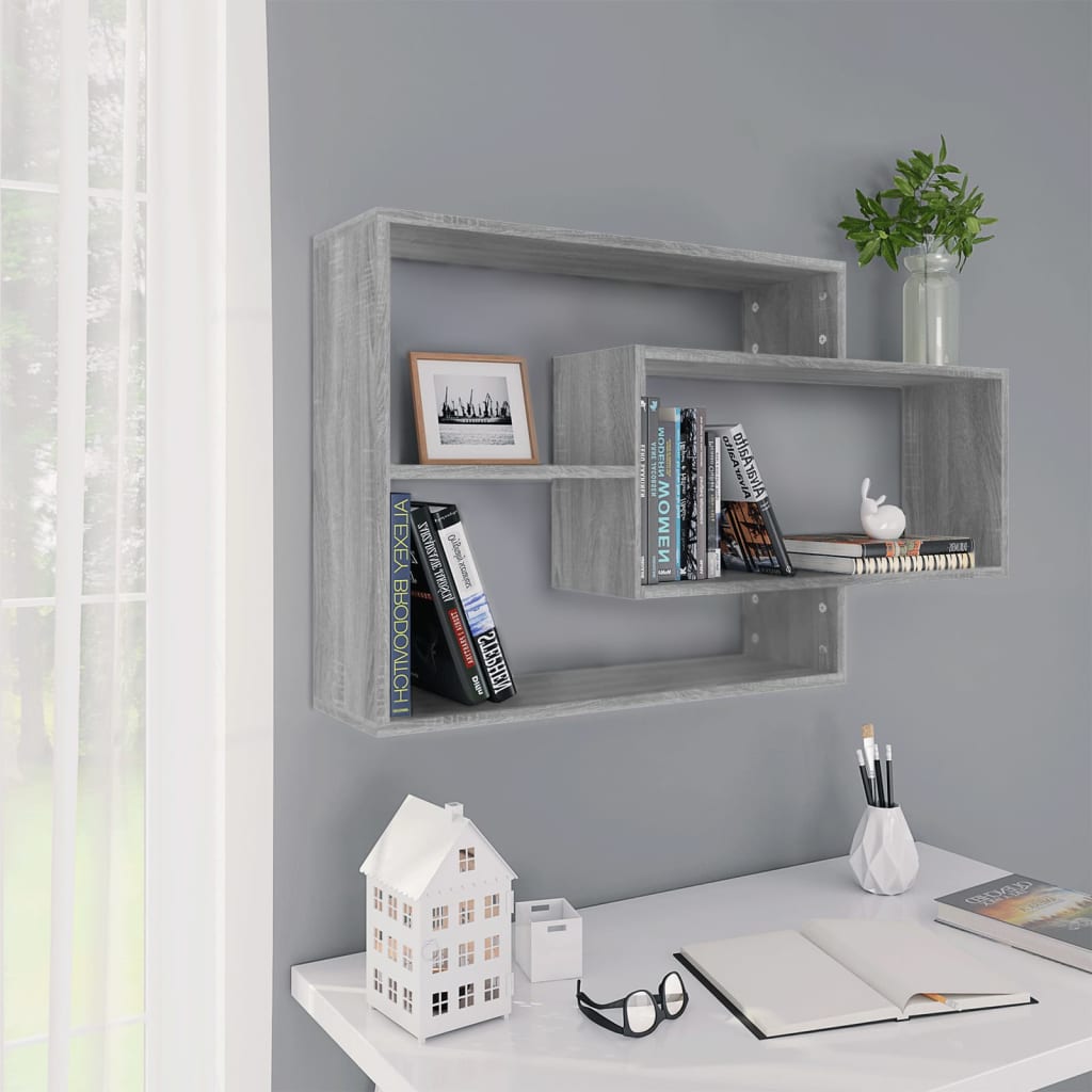 Wall shelf gray Sonoma 104x20x58.5 cm wood material