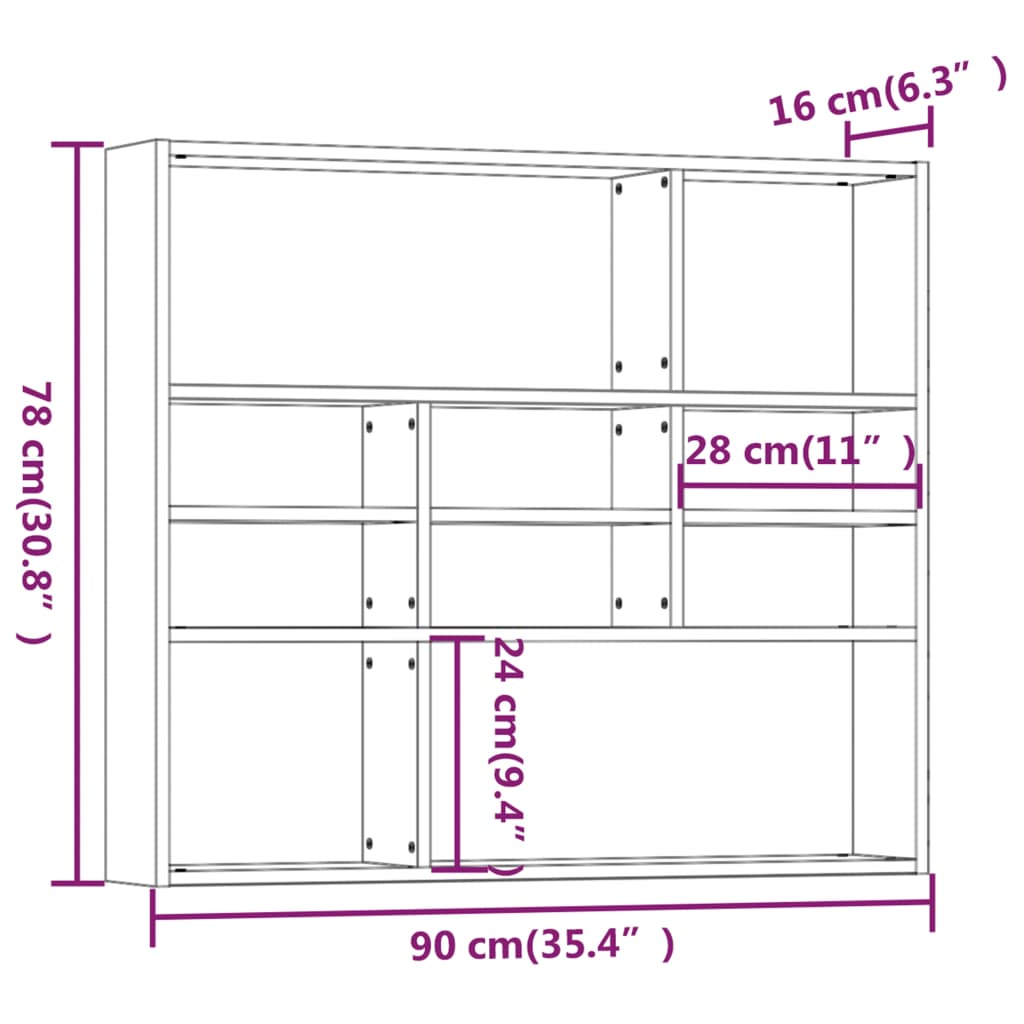 Wall shelf Grey Sonoma 90x16x78 cm wood material