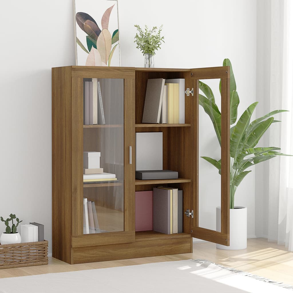 Display Cabinet Brown Oak Look 82.5x30.5x115cm Wood Material